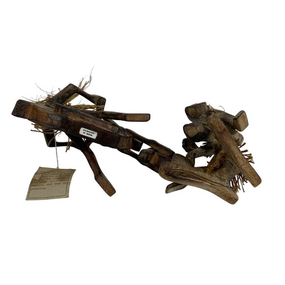 Handmade Wooden Figurines Set - Tiki Tribal Men Biker/Acrobatic Design From Bali - Picture 8 of 8